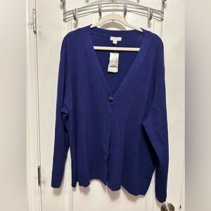 Charter‎ Club Womens Imperial Blue Cardigan Single Button Topper Knit Sweater 3X